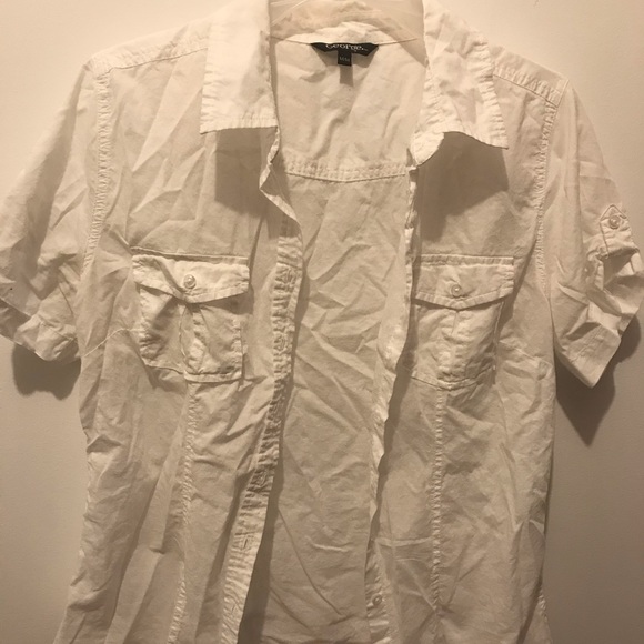 White Button Down T-Shirt - Picture 1 of 3